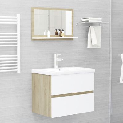 vidaXL Espelho casa de banho 60x10,5x37 cm contrapl. branco e carvalho
