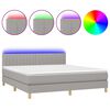 vidaXL Cama box spring c/ colch&atilde;o e LED 180x200 cm tecido cinza-claro