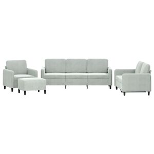 vidaXL 4 pcs conjunto de sof&aacute;s veludo cinzento-claro