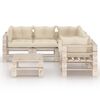 vidaxL Conjunto lounge de paletes p/ jardim 6 pcs c/ almofad&otilde;es pinho