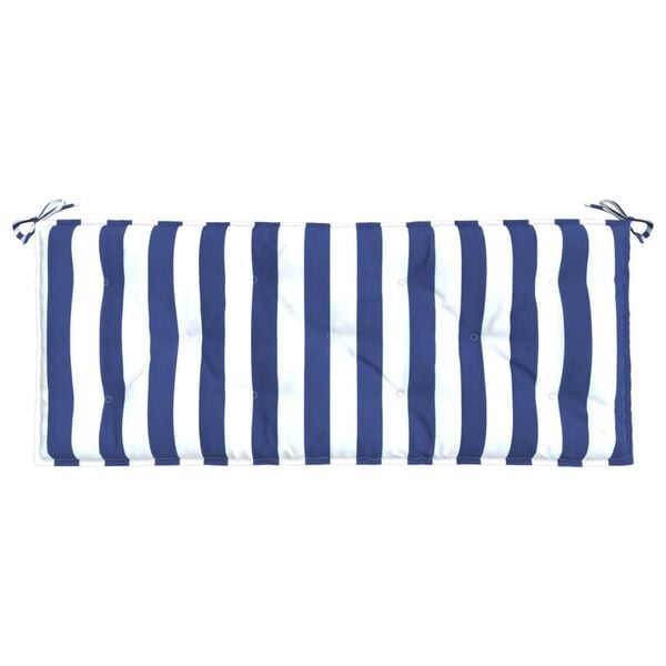 vidaXL Almofadão p/ banco jardim 120x50x7 cm tecido riscas azul/branco