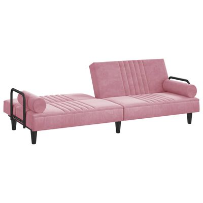 vidaXL Sofá-cama com apoio de braços veludo rosa