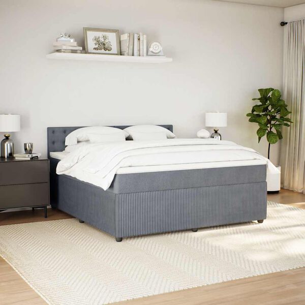 vidaXL Cama com molas/colch&atilde;o 180x200 cm veludo cinzento-escuro