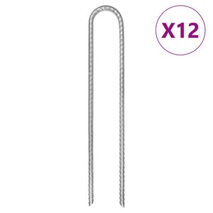 vidaXL Estacas p/ tenda 12 pcs forma de U 30 cm &Oslash;7 mm a&ccedil;o galvanizado