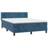 vidaXL Cama com molas/colch&atilde;o 140x190 cm veludo azul-escuro