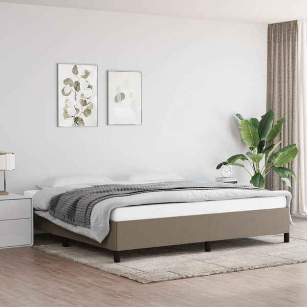 vidaXL Cama sem colch&atilde;o 200x200 cm tecido cinzento-acastanhado