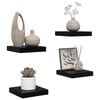 vidaXL Prateleiras de parede suspensas 4 pcs 23x23,5x3,8cm MDF preto