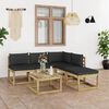 vidaXL 6 pcs conjunto lounge de jardim c/ almofad&otilde;es pretos