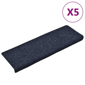vidaXL Tapetes de escada autoadesivos 5 pe&ccedil;as 65x21x4 cm antracite borda retangular