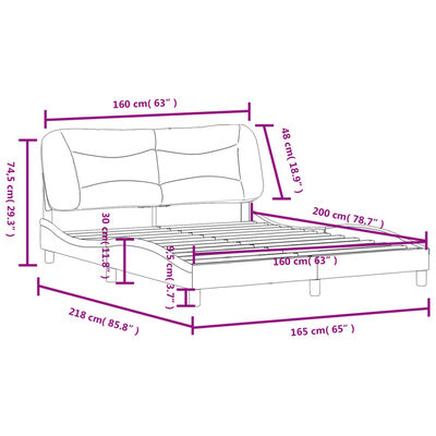 vidaXL Estrutura de cama em tecido cor creme 160x200 cm
