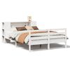 vidaXL Cama com estante sem colch&atilde;o 150x200 cm pinho maci&ccedil;o branco