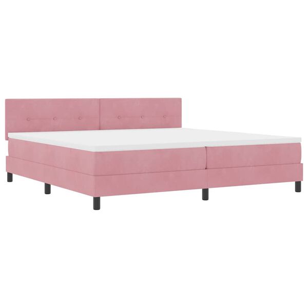 vidaXL Cama Box com colch&atilde;o com cabeceira Rosa 200 x 200 cm Veludo