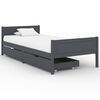 vidaXL Estrutura cama c/ 2 gavetas 90x200 cm pinho maci&ccedil;o cinza-escuro