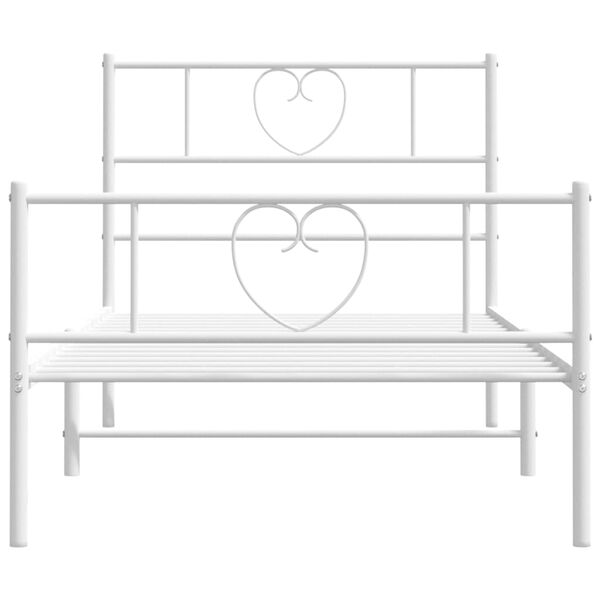 vidaXL Estrutura de cama com cabeceira e p&eacute;s 90x200 cm metal branco