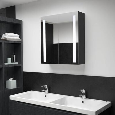 vidaXL Armário espelhado para casa de banho com LED 62x14x60 cm