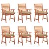 vidaXL Cadeiras de jantar p/ jardim 6 pcs c/ almofadões acácia maciça