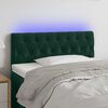 vidaXL Cabeceira de cama c/ luzes LED veludo 90x7x78/88cm verde-escuro