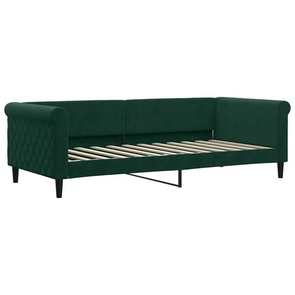vidaXL Sof&aacute;-cama com colch&atilde;o 90x200 cm veludo verde-escuro