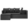 vidaXL 4 pcs conjunto lounge de jardim c/ almofadões vime PE preto