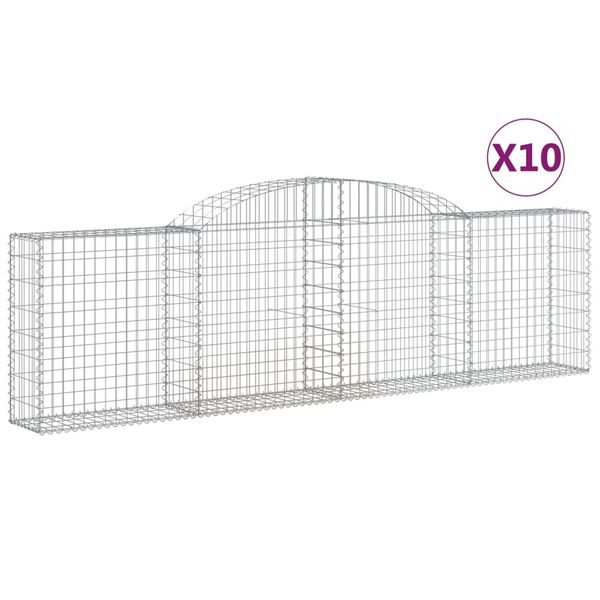 vidaXL Cestos gabião arqueados 10pcs 300x30x80/100cm ferro galvanizado
