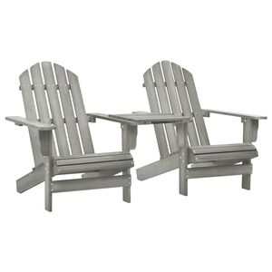 vidaXL Cadeiras jardim Adirondack + mesa centro madeira abeto cinza