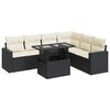 vidaXL 7 pcs conjunto de sof&aacute;s p/ jardim c/ almofad&otilde;es vime PE preto