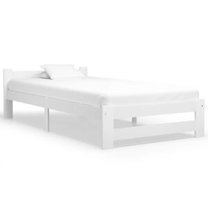 vidaXL Estrutura de cama 90x200 cm madeira pinho maci&ccedil;o branco