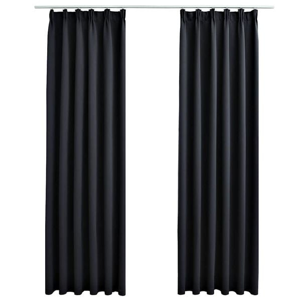 vidaXL Cortinas blackout com ganchos 2 pcs 140x225 cm preto