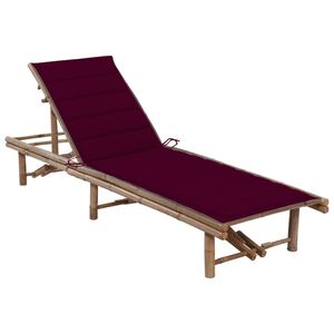 vidaXL Espregui&ccedil;adeira de jardim com almofad&atilde;o bambu