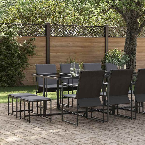 vidaXL Conjunto de Jantar para Jardim 13 pcs Preto A&ccedil;o