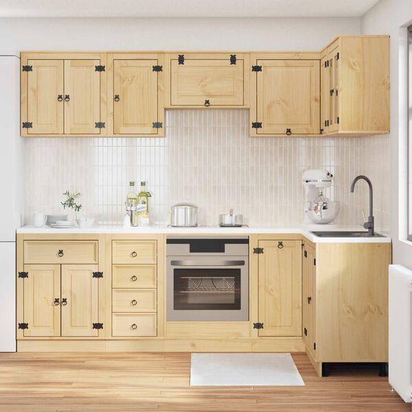 vidaXL Arm&aacute;rio SKI 10 pcs Castanho Mel Madeira de Pinheiro S&oacute;lida