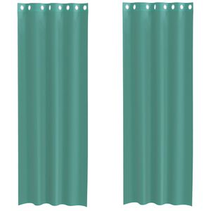 vidaXL Cortinas de voile com ilh&oacute;s 2 pcs turquesa