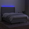 vidaXL Cama box spring c/ colch&atilde;o e LED 140x190 cm tecido cinza-claro