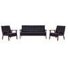 vidaXL Conjunto de sof&aacute;s 3 pcs couro artificial preto