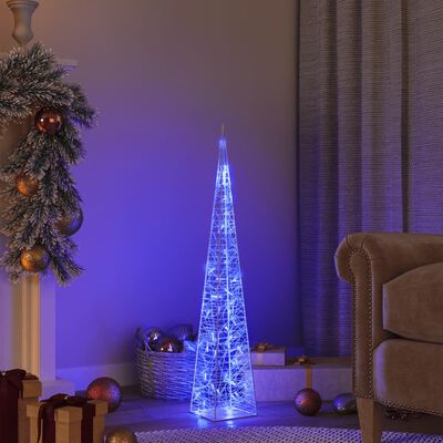 vidaXL Cone de iluminação decorativo c/ LEDs azuis acrílico 90 cm