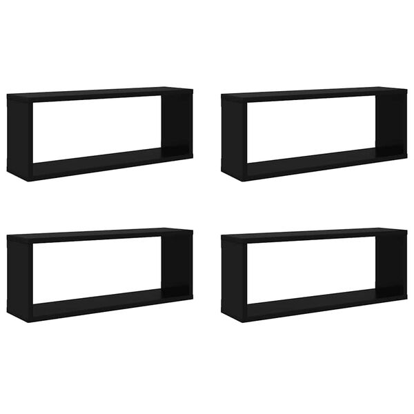 vidaXL Prateleiras parede forma de cubo 4 pcs derivados madeira preto
