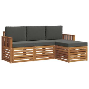 vidaXL Conjunto de Sof&aacute;s para Exterior 4 pcs Natural e Antracite