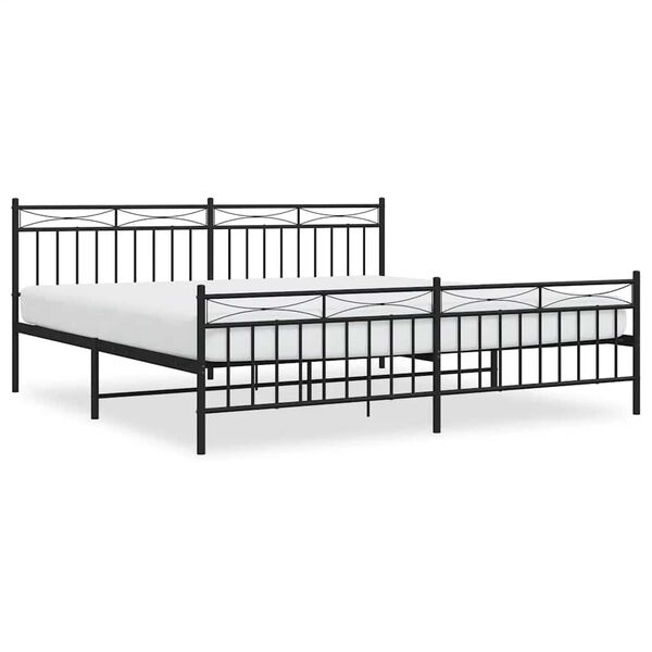vidaXL Estrutura de cama com cabeceira e p&eacute;s 193x203 cm metal preto