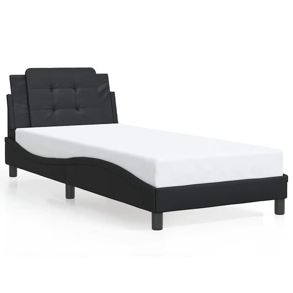 vidaXL Estrutura de cama sem colch&atilde;o Zadar 100x203cm couro artificial preto