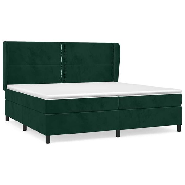 vidaXL Cama com molas/colch&atilde;o 200x200 cm veludo verde-escuro