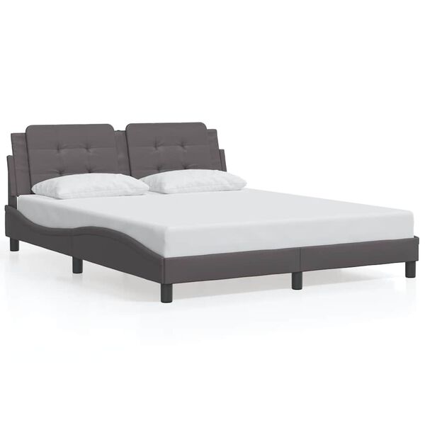 vidaXL Estrutura de cama sem colch&atilde;o Zadar couro artificial 160x200cm cinzento