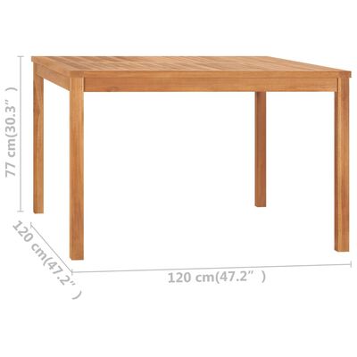 vidaXL Mesa de jantar p/ jardim 120x120x77 madeira de teca maciça