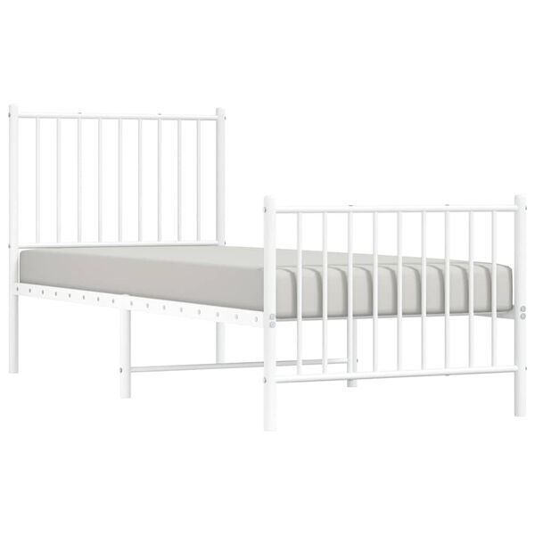 vidaXL Estrutura de cama com cabeceira e p&eacute;s 80x200 cm metal branco