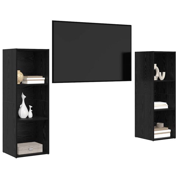 vidaXL Conjunto de m&oacute;vel de TV 2 pcs Carvalho Preto 107 x 35 x 37 cm