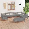 vidaXL 10 pcs conjunto lounge de jardim pinho maci&ccedil;o cinzento