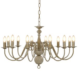 vidaXL Lustre antigo de 12 l&acirc;mpadas E14 branco
