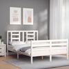 vidaXL Estrutura de cama com cabeceira 120x200cm madeira maci&ccedil;a branco