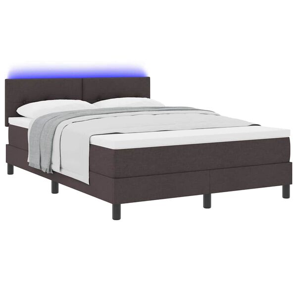 vidaXL Cama Box com colch&atilde;o Marrom Escuro 140 x 190 cm tecido