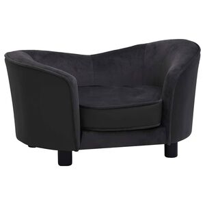 vidaXL Sof&aacute; para c&atilde;es 69x49x40 cm pel&uacute;cia e couro artificial preto