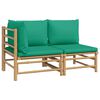 vidaXL 2 pcs conjunto lounge de jardim bambu c/ almofad&otilde;es verdes